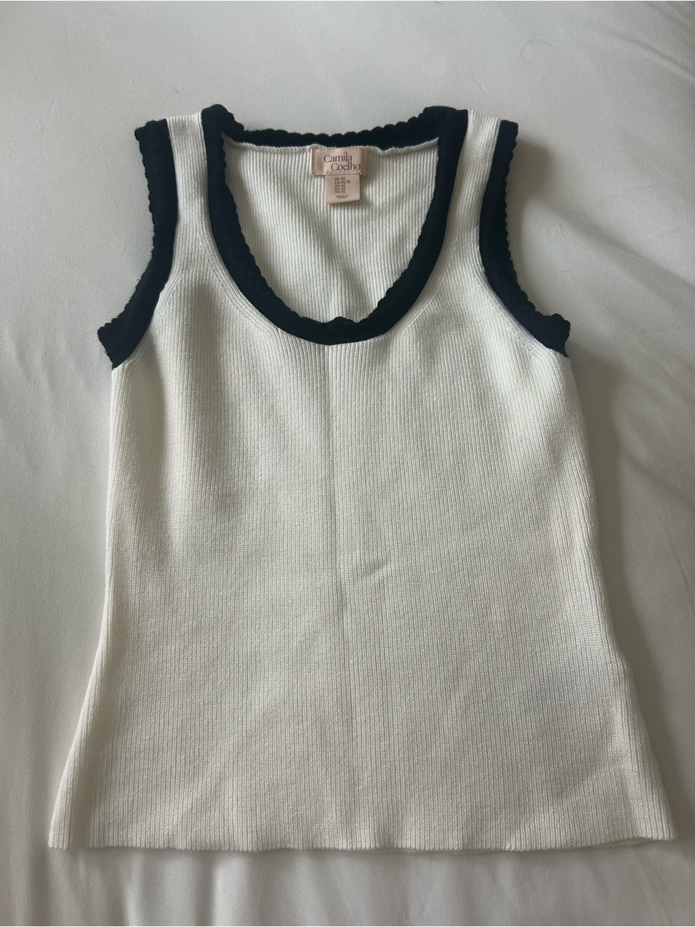 Camila Coelho Cream Tank with Black Trim
